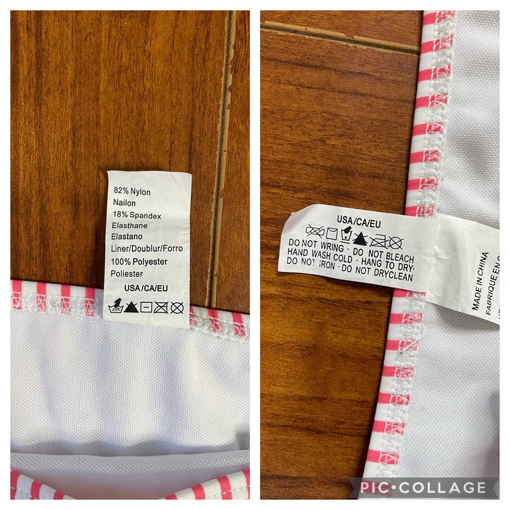 COCOSHIP Boho Pom Pom High Waist 2 PIECE BIKINI Pink Stripes Size 14 - Picture 6 of 9